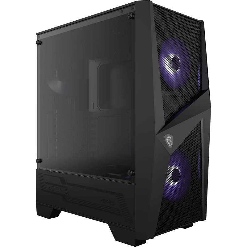 MSI MAG FORGE 100M Mid Tower Gaming Computer Case (Black, 2x 120mm RGB PWM Fan, 1x 120mm Fan, 1-6 RGB Hub, Tempered Glass, ATX, mATX, mini-ITX)