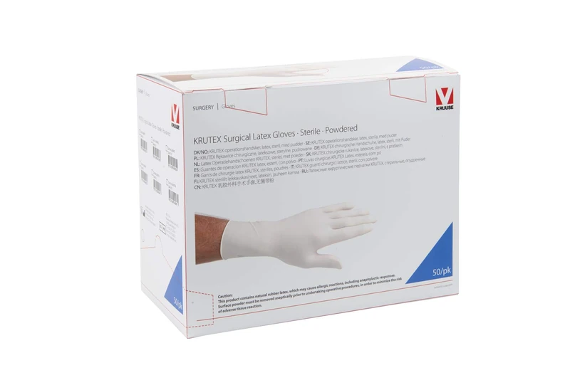 Krutex Surgical Gloves Powdered Sterile Size 6.5, 50 Pairs - Image 1