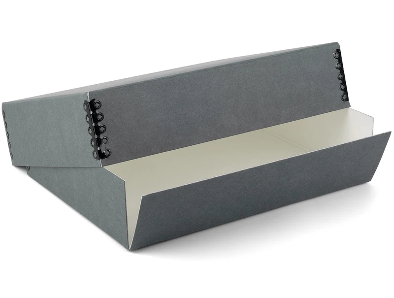 Lineco,17x22 Blue/Gray Museum Archival Storage Box, Drop Front Design. Acid-Free with Metal Edge. Protects Longevity, For Photos Documents Crafts DIY