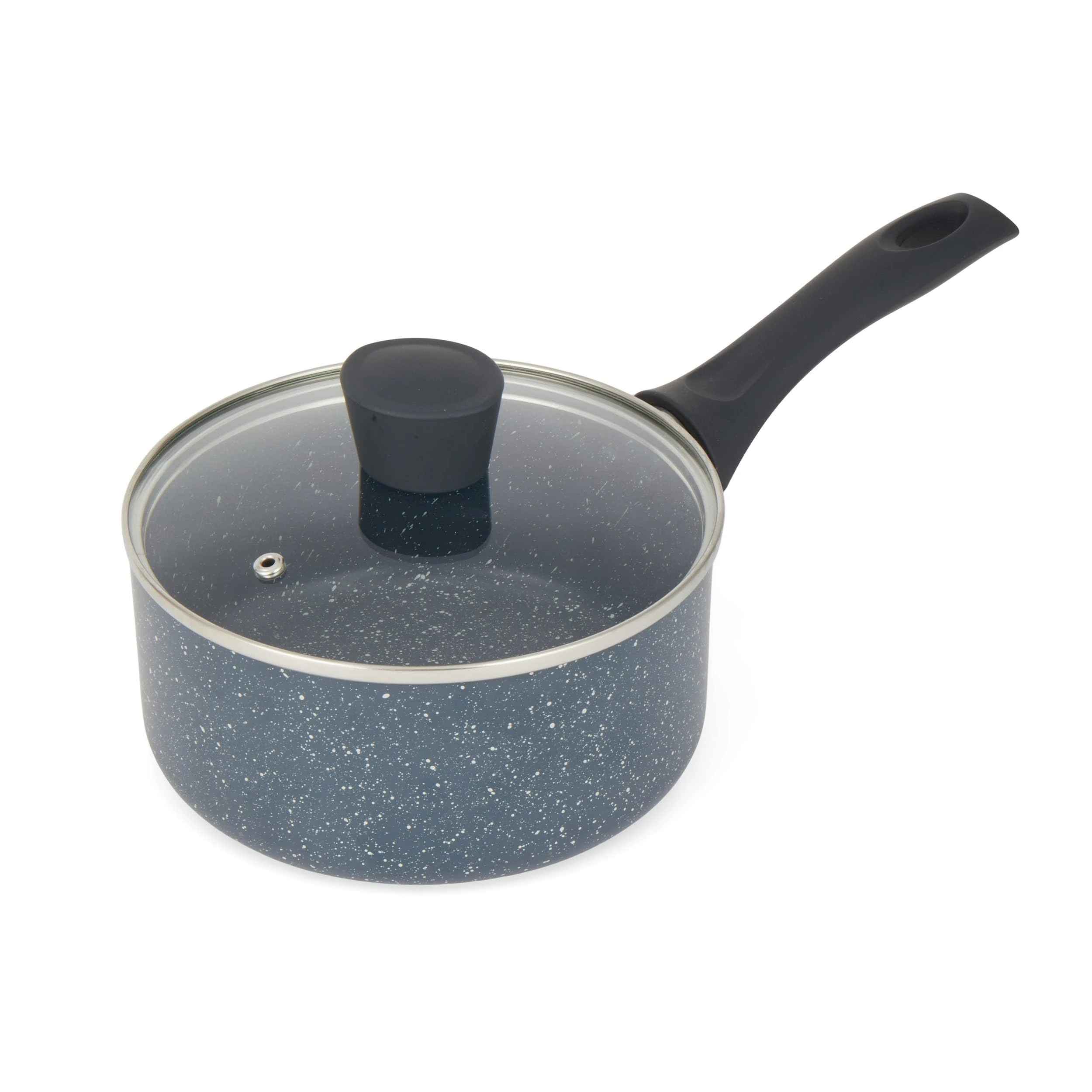 Russell Hobbs RH00845EU Nightfall Stone Saucepan with Lid 18cm - 2L Induction Saucepan, Non Stick Sauce Pot, Suitable for All Stoves, Stay Cool Handle, Multi Purpose Cooking Pot, Tempered Glass Lid