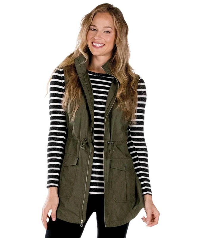 Charles River Apparel Women's Bristol Utility Vest, Olive, L