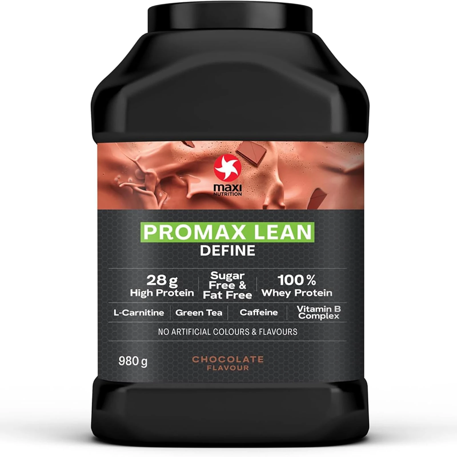 MaxiNutrition - Promax Lean, Chocolate - Whey Protein Powder for Lean Muscle Development - Sugar Free, Fat Free, 28g Protein, 128 kcal per Serving, 980g