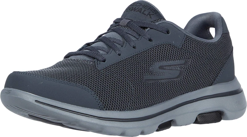 Skechers Men's Go 5 Demitasse-Textured Knit Lace Up Performance Walking Shoe,Charcoal,11 UK X-Wide