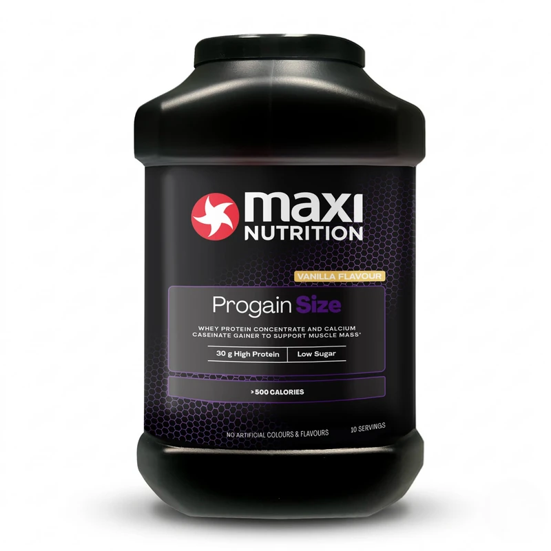 MaxiNutrition Progain - Vanilla, Whey Protein Shake for Size & Mass - 1.2kg - Per 120g Serving: 526 Calories, 30g Protein. NO Artificial Colours, Flavours & THICKENERS. Suitable for Vegetarians.