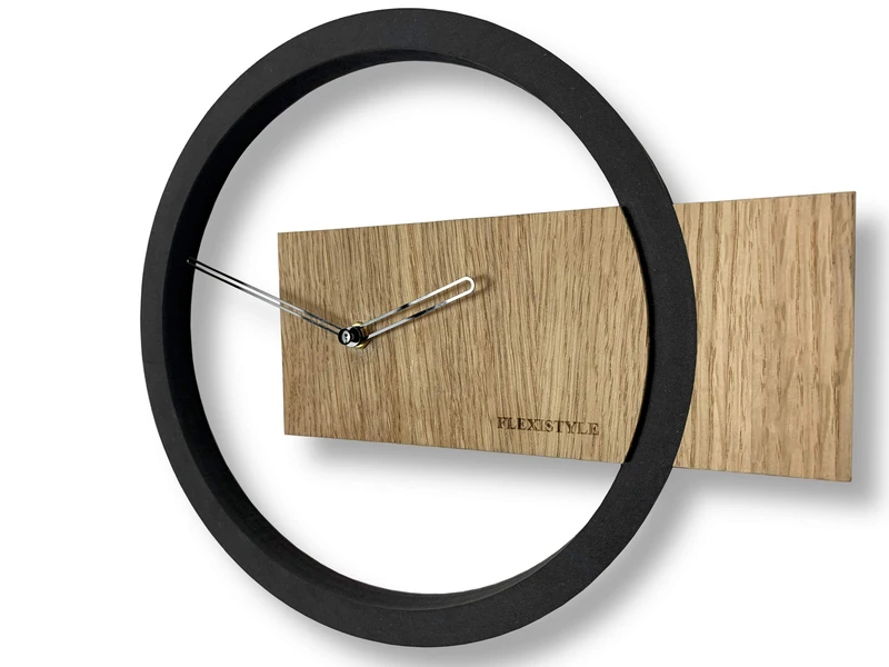 FLEXISTYLE Wall Clock, Wood, Black, 32 cm
