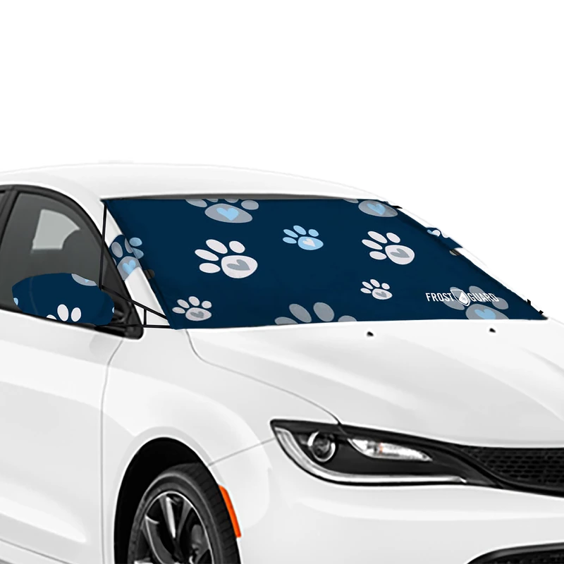 FrostGuard Vortex | Full-Coverage Car Windshield Cover for Ice and Snow, Standard Size (Puppy Paws) - Wiper Blade + Side Mirror Covers - Fit-Fast Straps, Security Panels + Storage Pouch - 59x41 Inches - Image 1