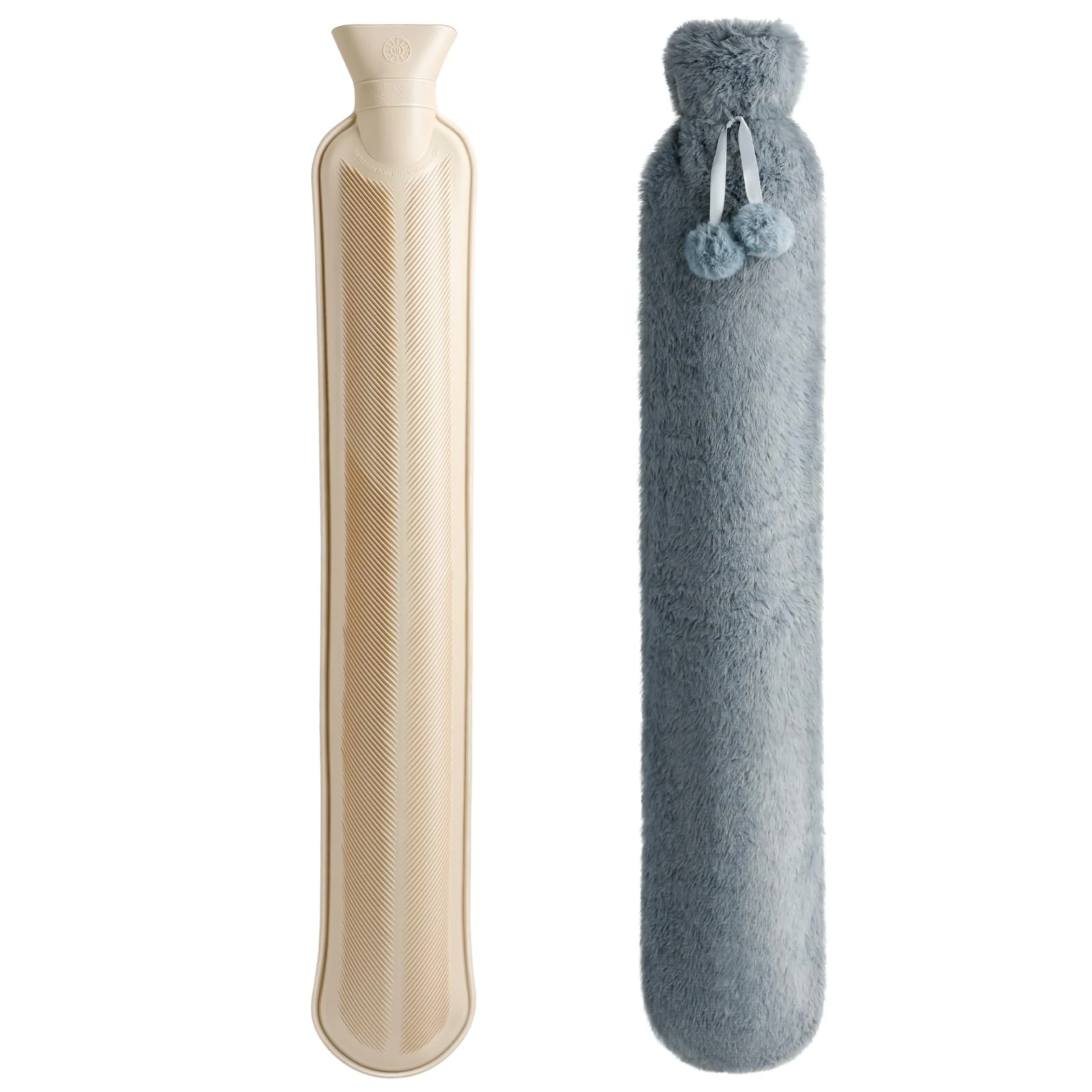 Homealexa 2L Large Long Hot Water Bottle with Cover - Soft UK Bag for Neck and Shoulder, 73 x 14cm - Kids Extra Long Bottle