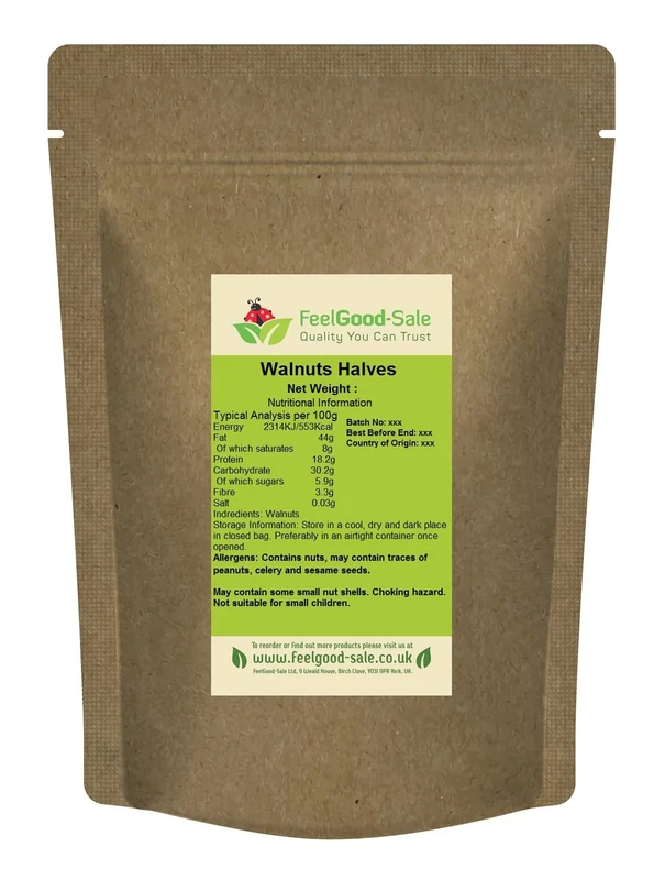 1kg Fresh Raw Light Premium Walnuts Halves - Rich in Omega-3, Low-GI Good for Snacking, Smoothies, Baking & Cooking, Gluten-Free, Keto & Vegan-Friendly, Rich in Protein & Vitamins & Fibre