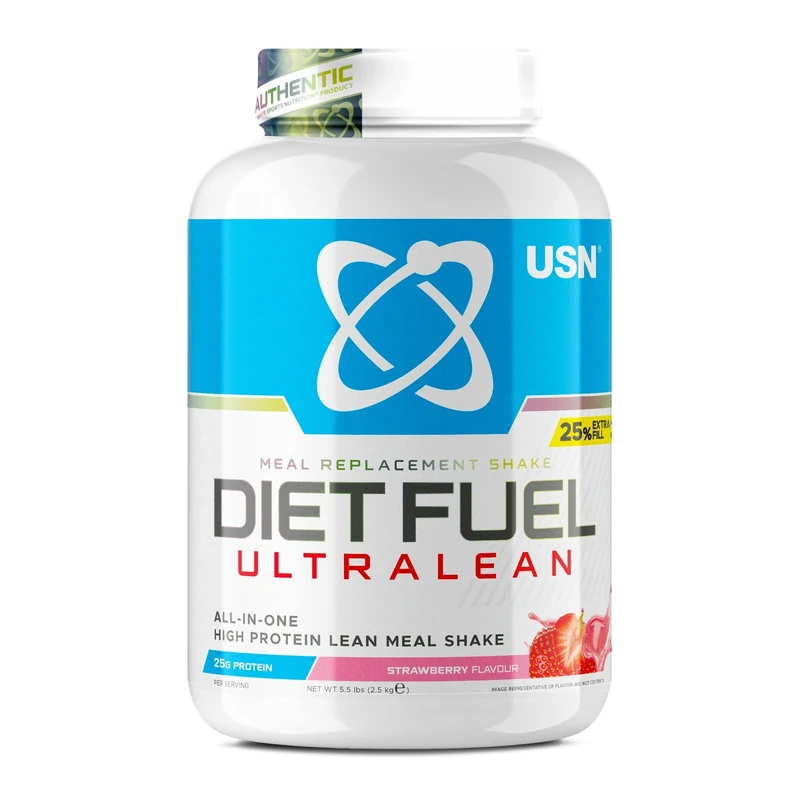 USN Diet Fuel Ultralean Meal Replacement Shake Powder, Strawberry Flavour - 2.5kg, High Protein Shake Powdered Drink Mix, Low Calorie Diet & Weight Control Powder, 25g Protein