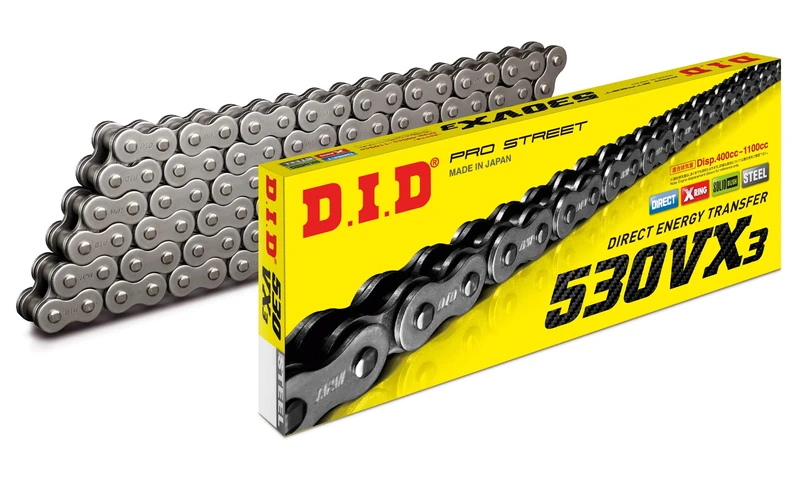 DID (530VX3X106ZB) Steel 106 Link High Performance VX Series X-Ring Chain with Connecting Link