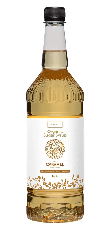 Simply Organic Caramel Syrup, Vegan & Nut Free Natural Flavoured Syrup for Coffee, Cocktails & Baking (1 Litre)