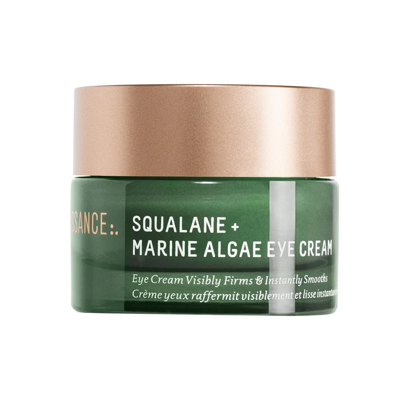 BIOSSANCE Squalane and Marine Algae Eye Cream 15ml - Anti-Aging Under Eye Cream for Fine Lines, Wrinkles, and Puffiness - Hydrating & Lifting Formula with Hyaluronic Acid and Paracress Extract