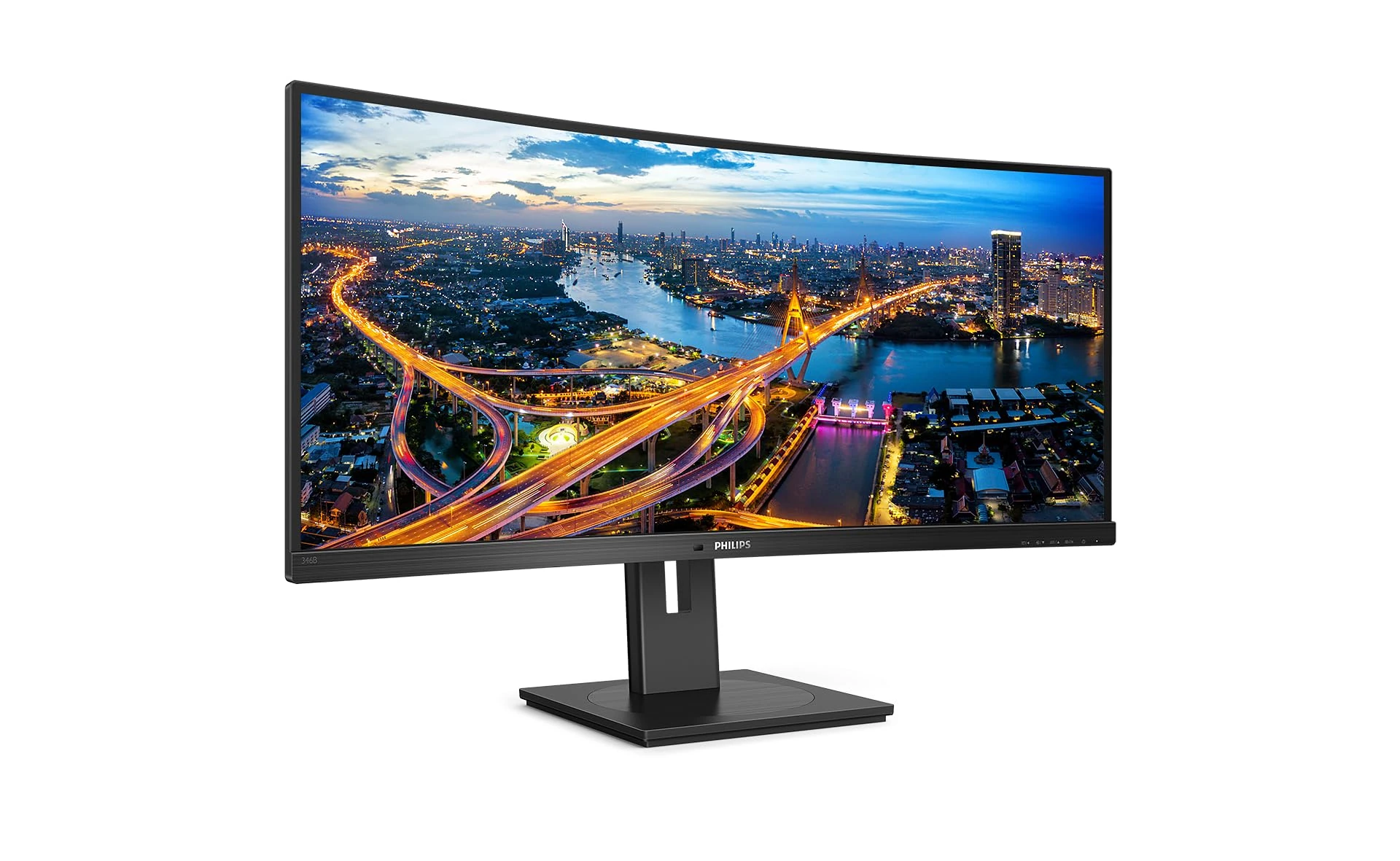 Philips 346B1C- 34 inch WQHD Curved Monitor, 100Hz, 4ms, VA, USB-C dock, KVM, Height adjust, Speakers, PowerSensor (3440 x 1440, 300 cd/m² - HDMI, DP, USB-C)