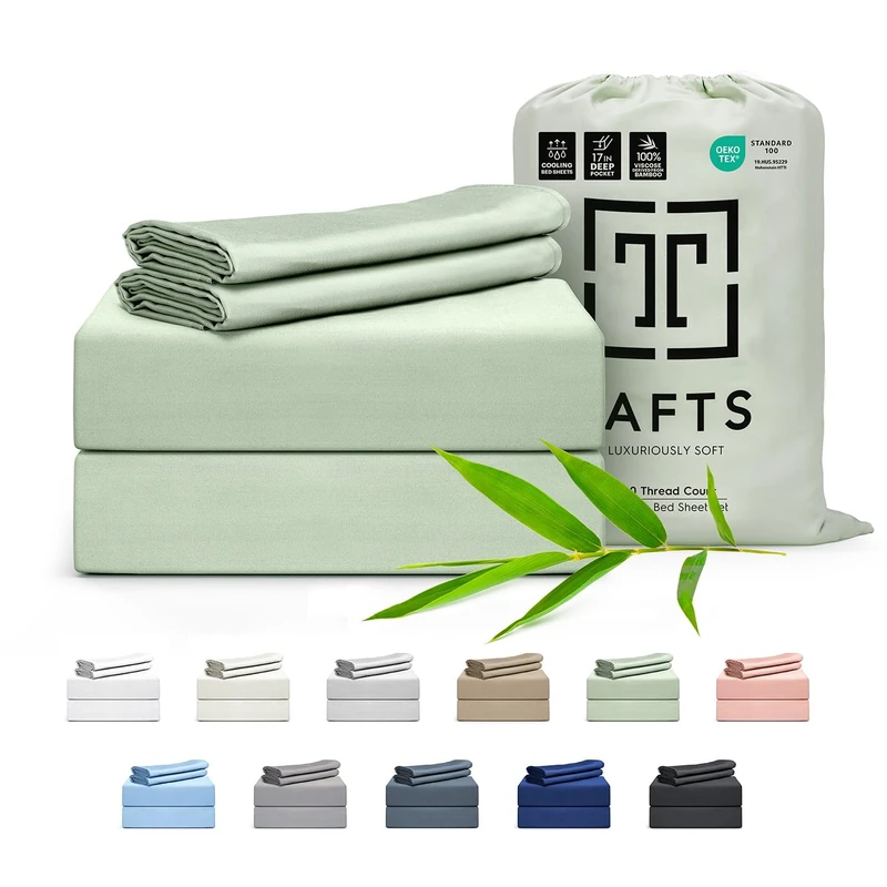 Tafts Full Sheets Set, Pure 100% Viscose derived from Bamboo Bed Sheets Set, Luxuriously Soft, Silky, Cooling Sheets, Double Stitched, Lifetime Quality Promise (Sage Green)