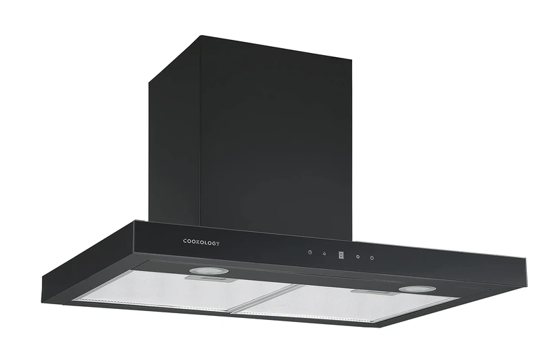 Cookology LINT701BK Linear Cooker Hood in Black - Touch Control - 70cm Width - LED Lights - Shut-off Timer - Designer Extractor Fan Kitchen Wall Mounted