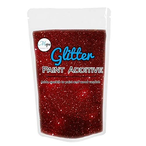Mopa Crafts Glitter Red Paint Crystal Additive 100g for Emulsion Paint - for use with Interior/Exterior Wall, Ceiling, Wood, Metal, Varnish, Dead Flat, Matt, Soft Sheen or Silk Paints