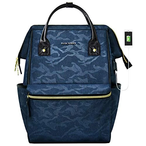 KROSER Laptop Backpack 15.6 Inch Stylish Computer Rucksack Water-Repellent College School Casual Daypack with USB Port Travel Business Work Bag for Men/Women-Camouflage Blue