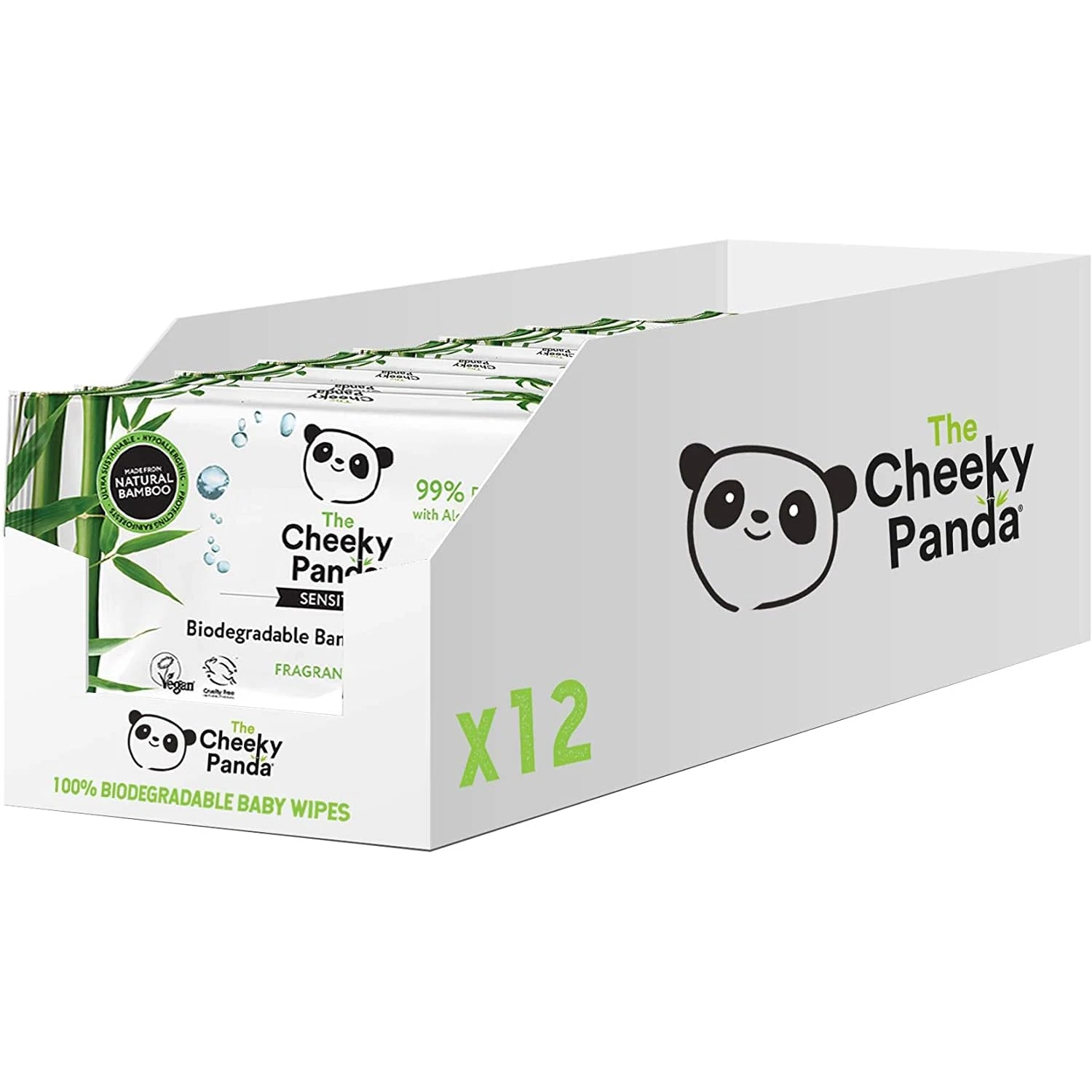 The Cheeky Panda Bamboo Biodegradable Baby Wipes Multipack | 99% Purified Water, Suitable for Sensitive Skin | Dermatologically Tested