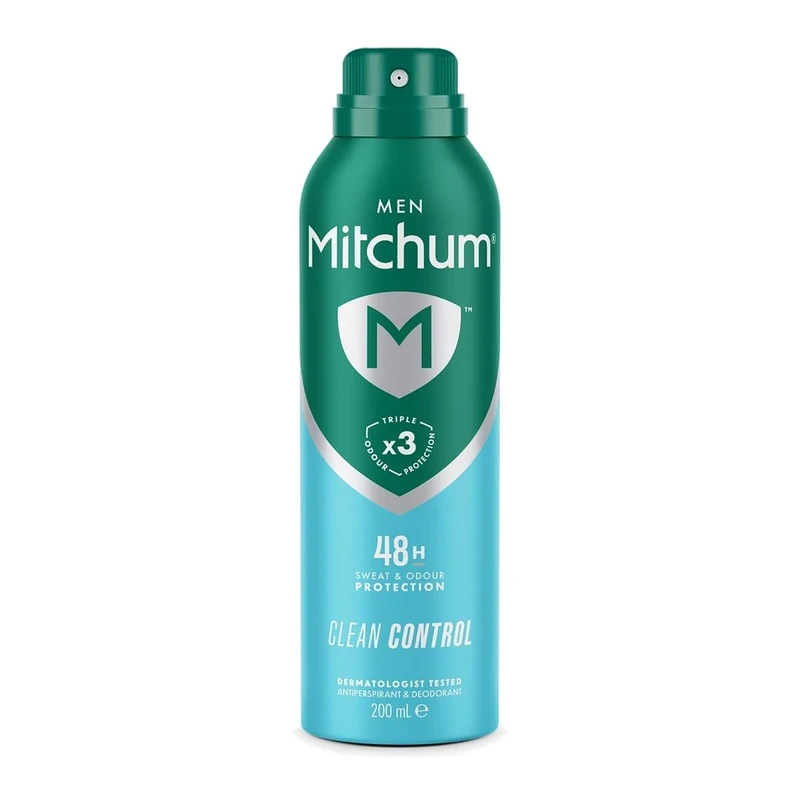 Mitchum Men Triple Odor Defense 48HR Protection Deodorant Spray & Antiperspirant (200ml) Clean Control, Dermatologist Tested (Packaging may vary)