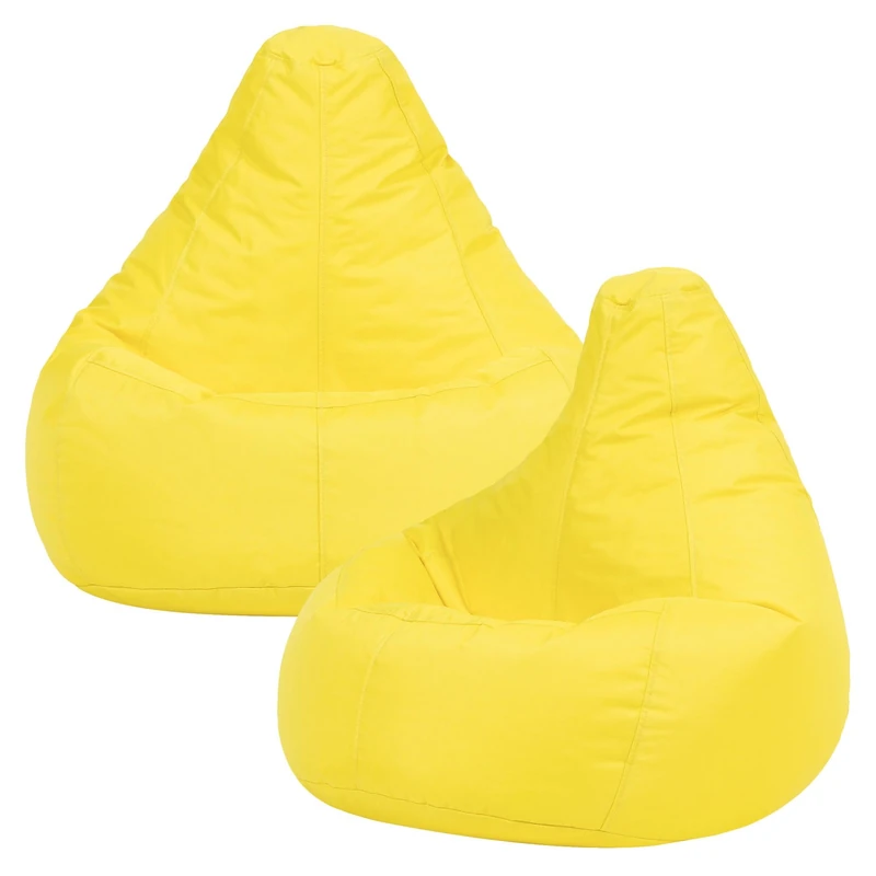 Bean Bag Bazaar Dalton Kids Bean Bag, Yellow, 2 Pack, Water Resistant, Gaming Chair for Kids, Beanbag for Indoor and Outdoor Use with Filling Included, Childs Chair ideal for Bedroom, Playroom, Garden
