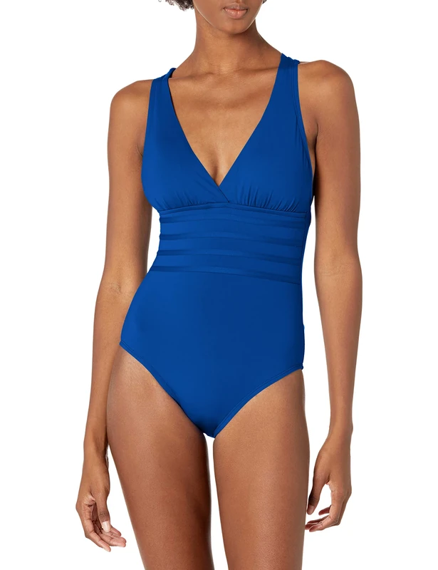 La Blanca Island Goddess Multi Strap Cross-Back One-Piece Blueberry 8