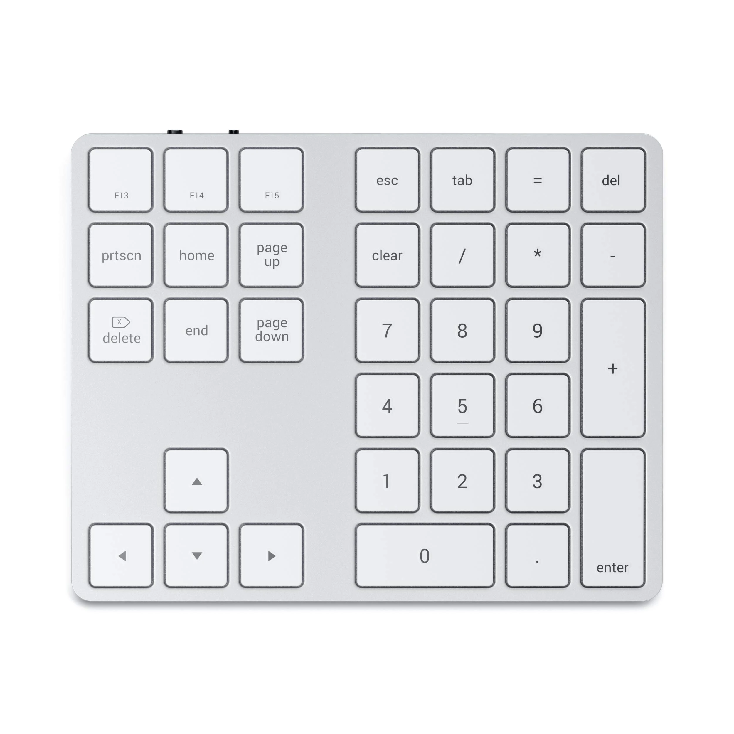 Satechi Bluetooth Extended Numeric Keypad, Slim Rechargeable 34-Key Number Pad, for MacBook Air & Pro M4 M3 M2, Mac Mini, iMac, iPad Air & Pro, iPhone and More – Silver (US Layout)