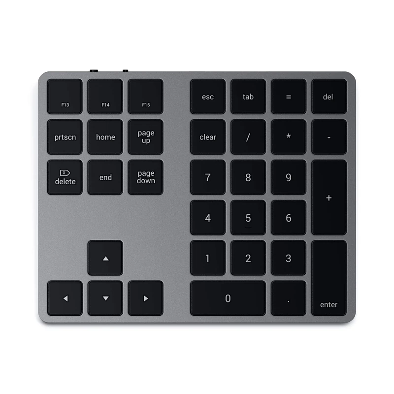 Satechi Bluetooth Extended Numeric Keypad, Slim Rechargeable 34-Key Numberpad, for MacBook Air & Pro M5 M4, iPad Air & Pro M5 M4 M3, iPad Mini, Mac Mini, iMac - Space Grey (US QWERTY layout)