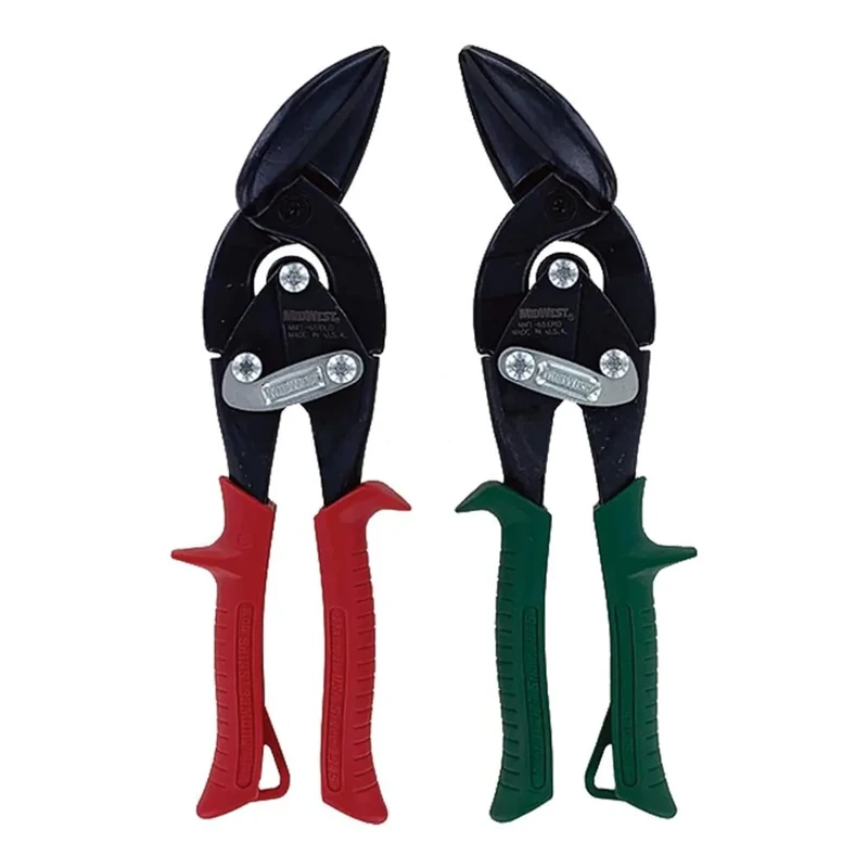 Midwest Blackout Series Aviation Snip Set - Left and Right Cut Regular Tin Cutting Shears with Forged Blades & KUSH'N-Power Comfort Grips - MWT-6510CO-NP