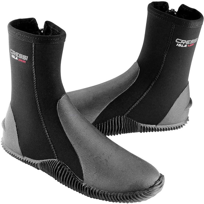 Cressi Isla W/Sole Boots Black/Red 3mm XXL_UK 11.5/12_EU 46/47 Unisex Diving Neoprene Boots with Rubber Soles
