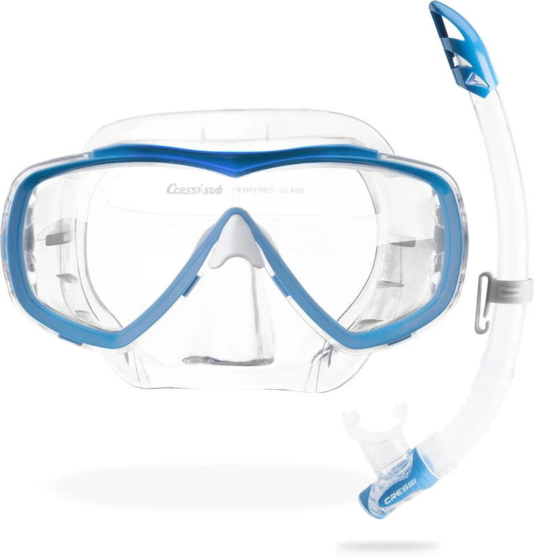 Cressi Estrella - Combo Set Mask Estrella + Snorkel Gamma, Transparent/Blue, One Size, Unisex Adult