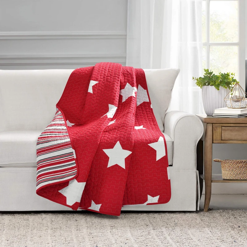Lush Decor Star Throw Blanket, 50" x 60", Red - Image 1