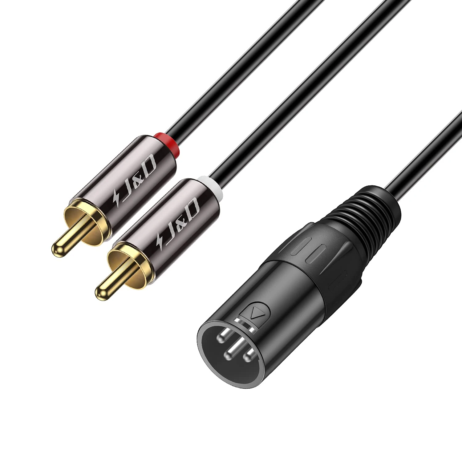 J&D XLR to 2 RCA Y Splitter Patch Cable, Gold Plated Heavy Duty Unbalanced Dual RCA Male to XLR Male Stereo Audio Interconnect Cable Adapter for Speaker, Condenser Mic, Mixer, AMP, 1.8 meter