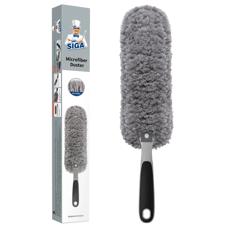 MR.SIGA Microfiber Duster, Washable Duster for Cleaning Grey