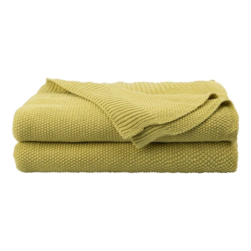 PiccoCasa 100% Cotton Knit Throw Blanket,Solid Lightweight Decorative Throws and Blankets,Soft Knitted Throw Blanket for Sofa Couch, Dark Sea Green 50" x 60"