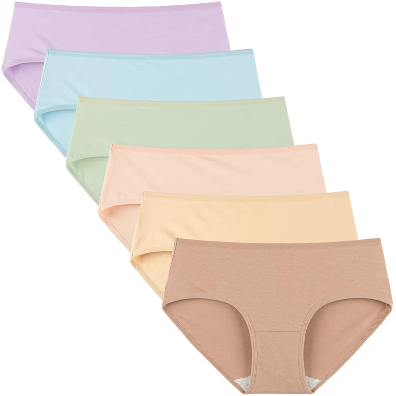 INNERSY Ladies Knickers Stretch Cotton Underwear Mid-Rise Full Briefs Colorful Pack of 6 (10, Brights)