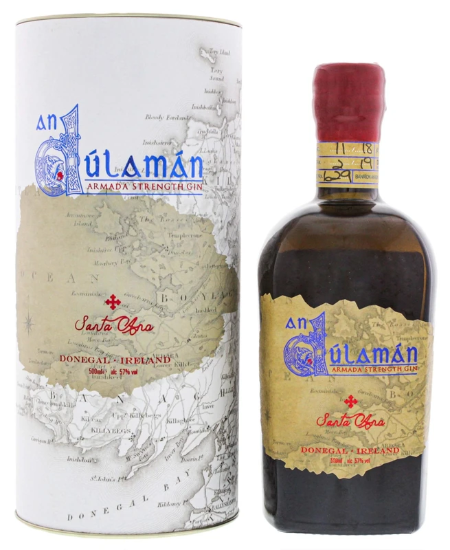 An Dúlamán Santa Ana Armada Strength Gin 50 cl, 57% ABV - Juniper Salt Subtle Spice Liqorice - Barrel Aged and Navy Strength - Distilled in Donegal