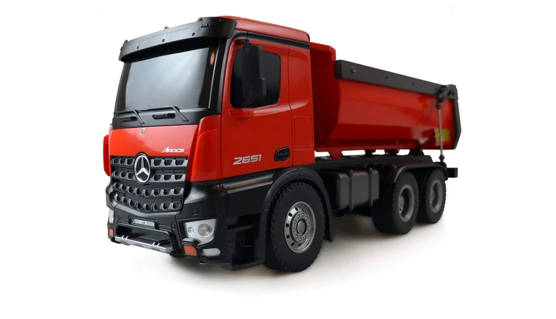 Amewi 22407 Electric RC Model incl. Battery and Charger Mercedes-Benz Arocs Licence Truck Dumper 2.4 GHz RTR Red