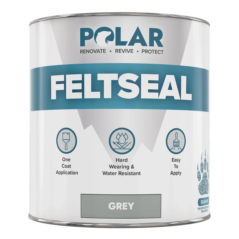 Polar Felt Seal - Waterproof Felt Sealant for Shed Roofs & Garage Roofs - One-Coat Repair - Prevent and Stop Leaks & Cracks - No Primer Needed - Grey - 500ml