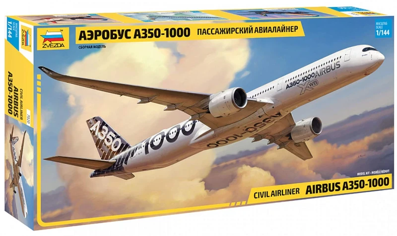 Zvezda 7020 A350-1000 530007020-1:144 Airbus A350-1000 Plastic Model Kit Assembly Kit for Beginners Detailed Unpainted