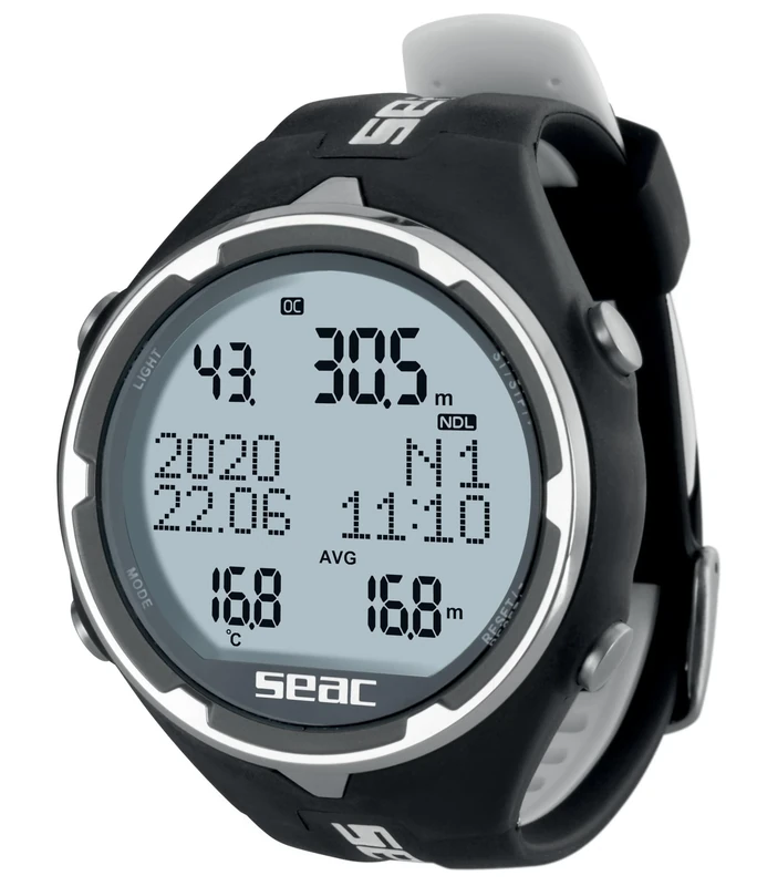 Seac Action Dive Computer with Scuba and Freediving Mode, Logbook, Planner, Safety Alarms