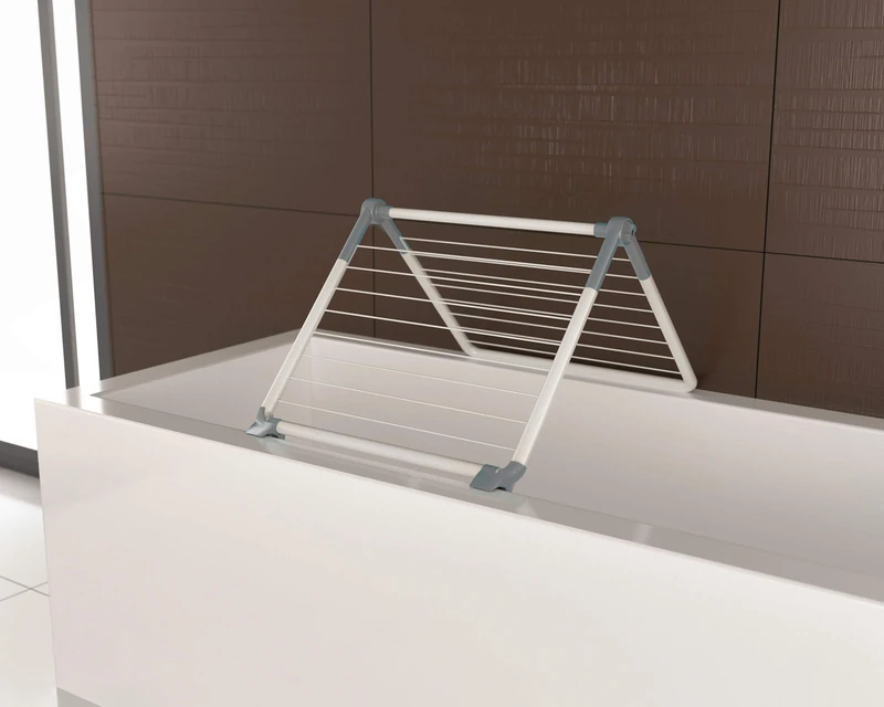 JUWEL Superdry Wing Obsidian Grey 40805 Clothes Dryer (Folding Bathtub Dryer, Drying Length 8.8 m, Clothes Airer for Shower/Balcony, with Plastic Clotheslines) - Image 1