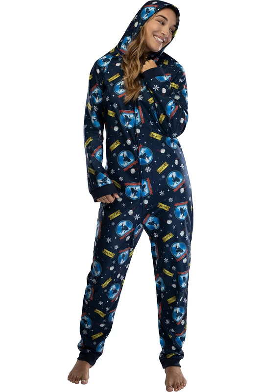INTIMO Polar Express Adult Believe Hooded One-Piece Footless Sleeper Union Suit for Men and Women (L/XL) - Image 1