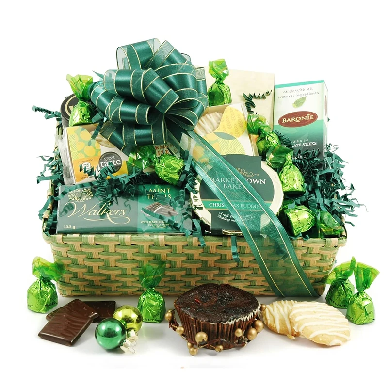 Christmas Surprise Hamper Basket - Mince Pies, Chocolates, Traditional Xmas Pudding, Biscuits & More - Personal Or Corporate Christmas Hamper