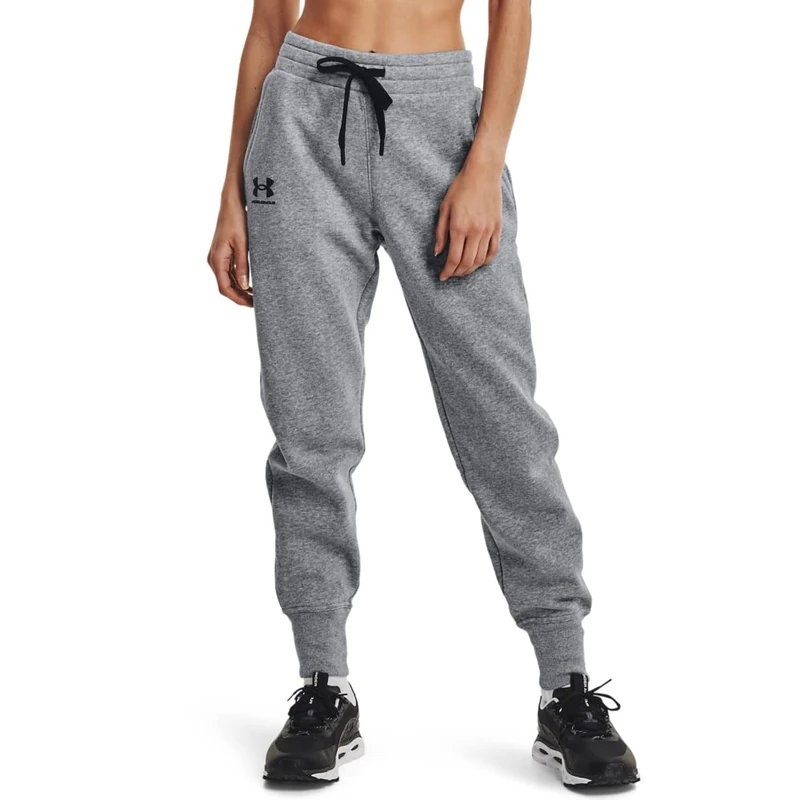 Under Armour Rival Fleece Joggers Trousers, Women Grey, Steel Medium Heather / Black / Black (035), LG