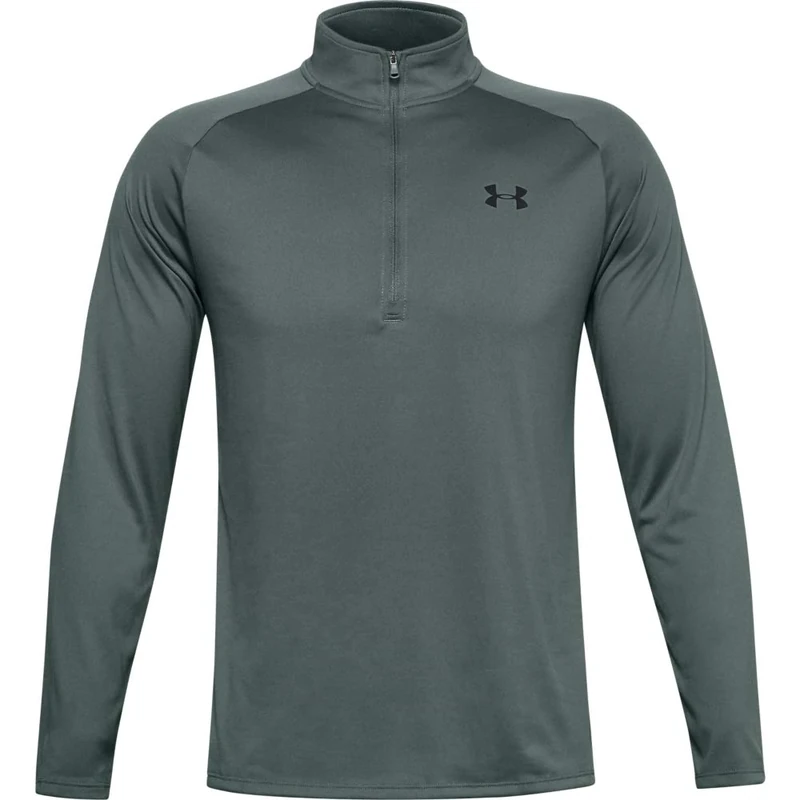 Under Armour Men's Tech 2.0 1/2 Zip-up Long Sleeve T-shirt Sweatshirt, Lichen Blue (424)/Black, M