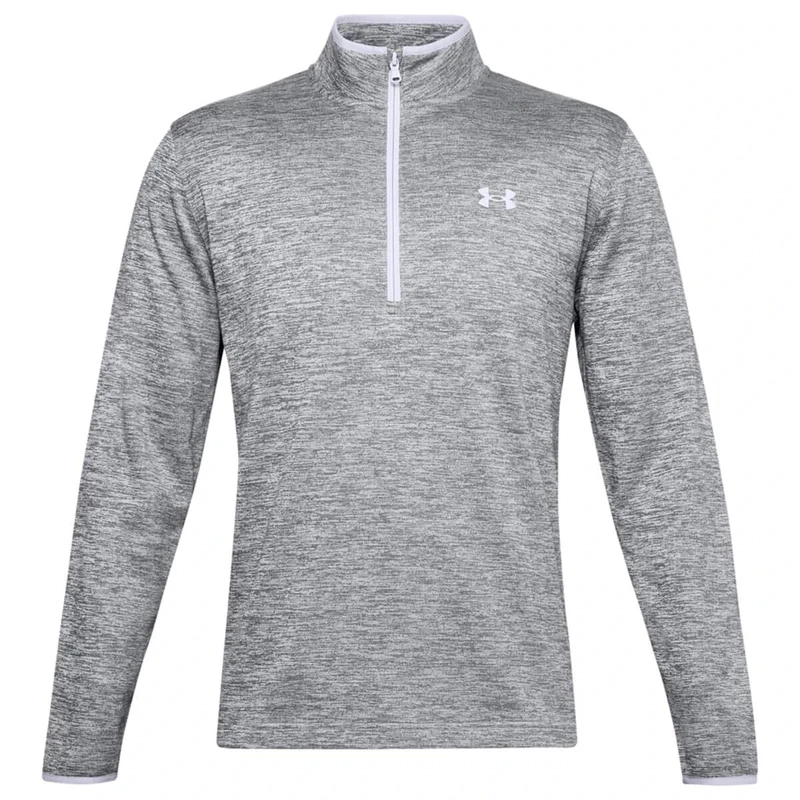 Under Armour Armour Fleece 1/2 Zip, Elasticated and Breathable Long Sleeve Fleece, Comfortable Half Zip Running Top Men, Black (Halo Gray / Black), S