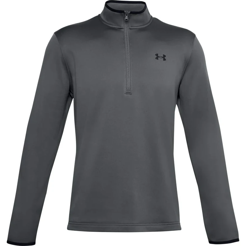 Under Armour Armour Fleece 1/2 Zip, Elasticated and Breathable Long Sleeve Fleece, Comfortable Half Zip Running Top Men, Black (Pitch Gray / Black), M