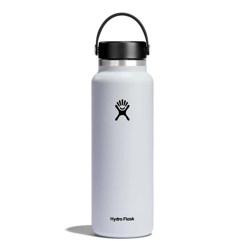 Hydro Flask - Water Bottle 1180 ml (40 oz) - Vacuum Insulated Stainless Steel Water Bottle with Leak Proof Flex Cap and Powder Coat - Wide Mouth - White