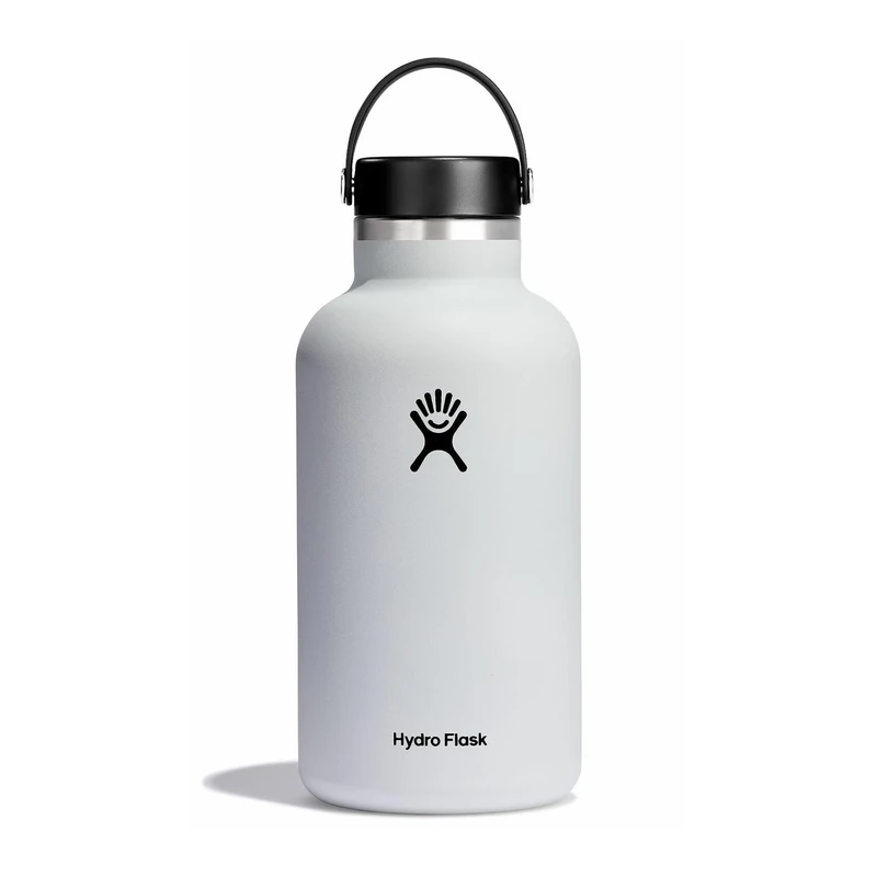 Hydro Flask - Water Bottle 1893 ml (64 oz) - Vacuum Insulated Stainless Steel Water Bottle with Leak Proof Flex Cap and Powder Coat -Wide Mouth - White