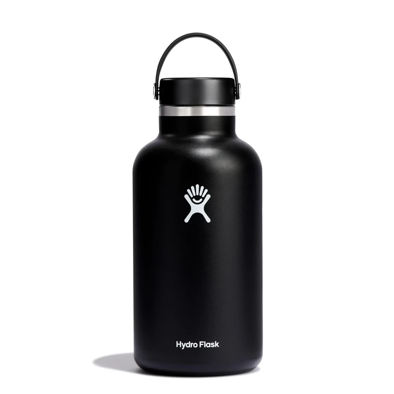Hydro Flask - Water Bottle 1893 ml (64 oz) - Vacuum Insulated Stainless Steel Water Bottle with Leak Proof Flex Cap and Powder Coat - Wide Mouth - Black